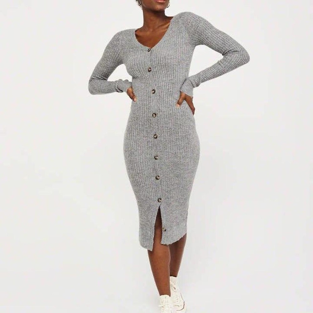 Zara sweater dress Gray Button-Down NWT